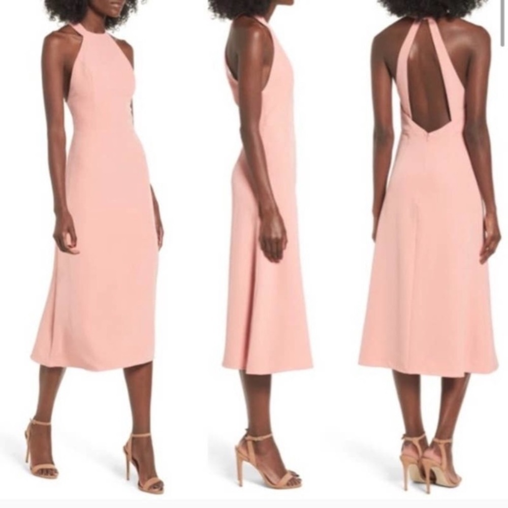 NBD Leo Midi Halter Open Back Dress
